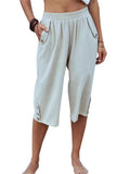 Women's Summer Comfortable Elastic Waist Casual Cropped Pants