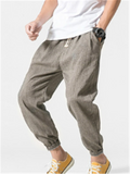 Cotton Linen Solid Color Breathable Loose Jogger Pants