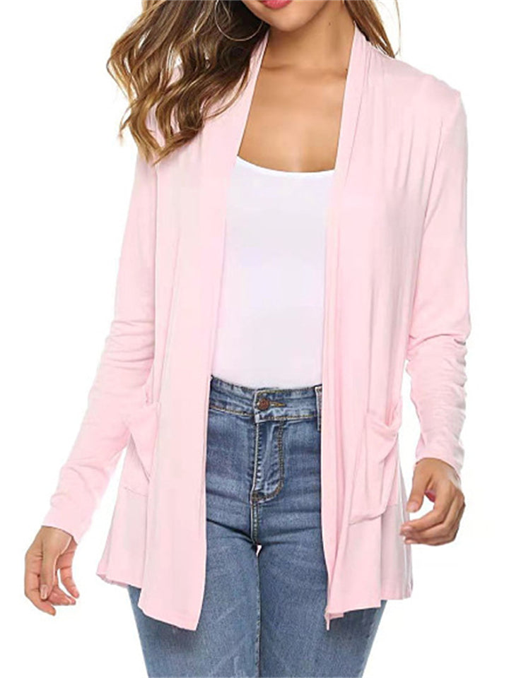Casual Solid Color Blouses With Pockets