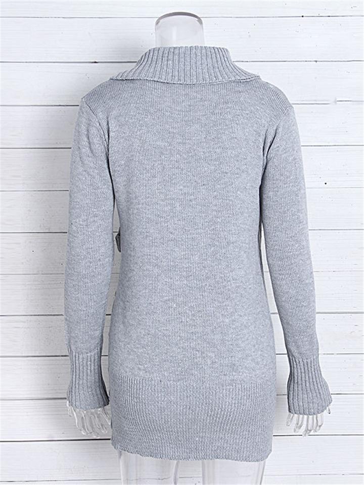 Comfortable Wrap Neck Long Sleeve Pullover Sweater