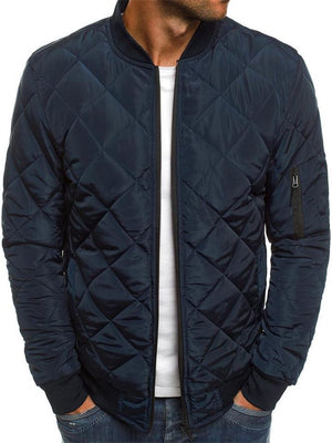 Men's Fashion Diamond Quilted Flight Bomber Jacket Coat