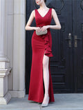 Sexy Ruched Side Slit Formal Dresses for Women