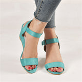 Elegant Ladies Peep-toe Wedge Heels All Match Buckle Sandals