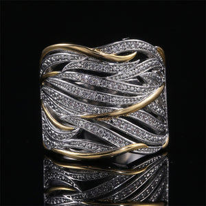 New Full Zircon Multi-layer Gold Two-color Women's Ring