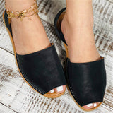 Casual Flat Peep Toe PU Slip On Spanish Sandals for Women