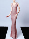 Glittering Sequined V Neck Mermaid Dress for Prom