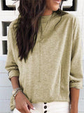 Daily Casual Solid Color Long-Sleeved T-shirt Top For Women