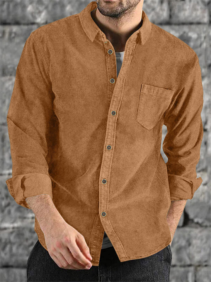 Men's Casual Button Up Corduroy Shirts for Autumn Winter
