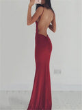 Flattering Low V Neck Backless Strappy Trumpet Dress for Prom