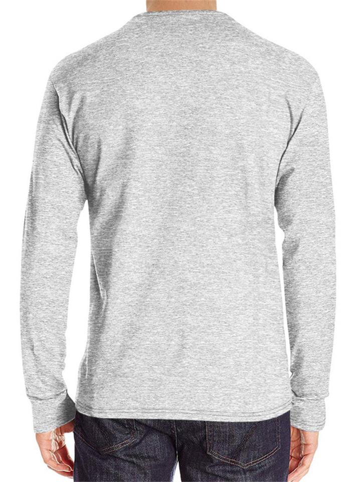Men's Slim Fit Solid Color Simple Long Sleeve T-shirt