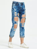 Street Style Fashion Loose Ripped Denim Jeans for Women