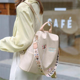 Floral Embroidered Large Capacity Anti-Theft Design Backpack Shoulder Bag Two-Way To Carry