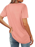 Square Neck Short Sleeve T-Shirts For Women