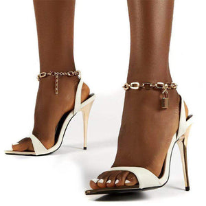Fashion Metal Chain High Heels Stiletto Sandals Women Pumps
