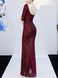 Shimmering Sequined Backless Front Lace Up Tulle Dress for Evening Party