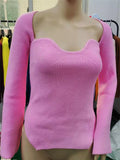 Women's Square Neck Sweetheart Neckline Cut Sweaters