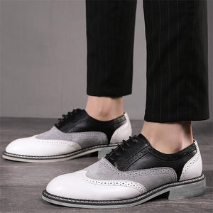 Casual Fashion Pointed Toe Carved PU Leather Shoes For Men