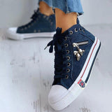 Women's Cool Lace Up High Top Denim Canvas Shoes