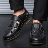 Classic Leather Closed Toe Summer Shoes for Men