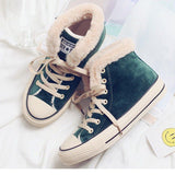 Womens Canvas Snow Sneakers Fur Lined Shoes