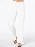 Casual Straight-Leg Cotton Linen Pants