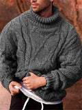 Men's Fashion Cable Knitted Turtleneck Long Sleeve Sweater