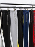 Mens Casual Side Stripe Sporty Drawstring Elastic Waist Jogger Pants