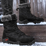 Mens Cozy Warm Genuine Leather Outdoor Snow Boots