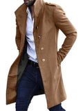 Men's Fashion Stand Collar Single Breasted Slim Fit Woolen Coats