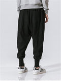 Solid Color Drawstring Linen Ankle-Banded Pants