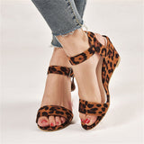 Elegant Ladies Peep-toe Wedge Heels All Match Buckle Sandals