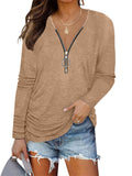 Autumn New Chest Zipper Casual Long Sleeve Women Tops