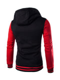 Men’s Slouchy Drawstring Hood Front Button Fastening Long Sleeve Sweatshirt