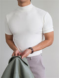 Solid Color Mock Neck Slim T-Shirts