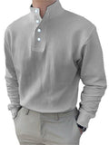 Men's Trendy Stand Collar Long Sleeve Pullover Office Wear Shirts