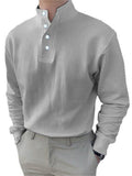 Men's Trendy Stand Collar Long Sleeve Pullover Office Wear Shirts