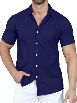 Summer Loose Trendy Solid Color Lapel Shirt for Men