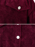 Trendy Lapel Collar Chest Pocket Button Up Corduroy Cropped Jacket Coat