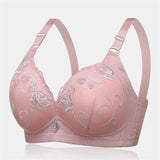 Women's Wireless Floral Embroidered Comfy Bras - Coffee