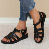 Women's Retro Hollowed Out Open Toe Flat Beach Sandals