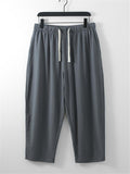 Men's Comfy Oversize Solid Color 2-Piece Outfit Retro Button T-Shirt + Drawstring Pants