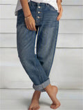 New Stylish High Waist Loose Full Length Wide Leg Denim Pants
