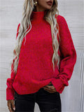 Womens Oversized High Neck Pullover Casual Warm Knitted Sweaters