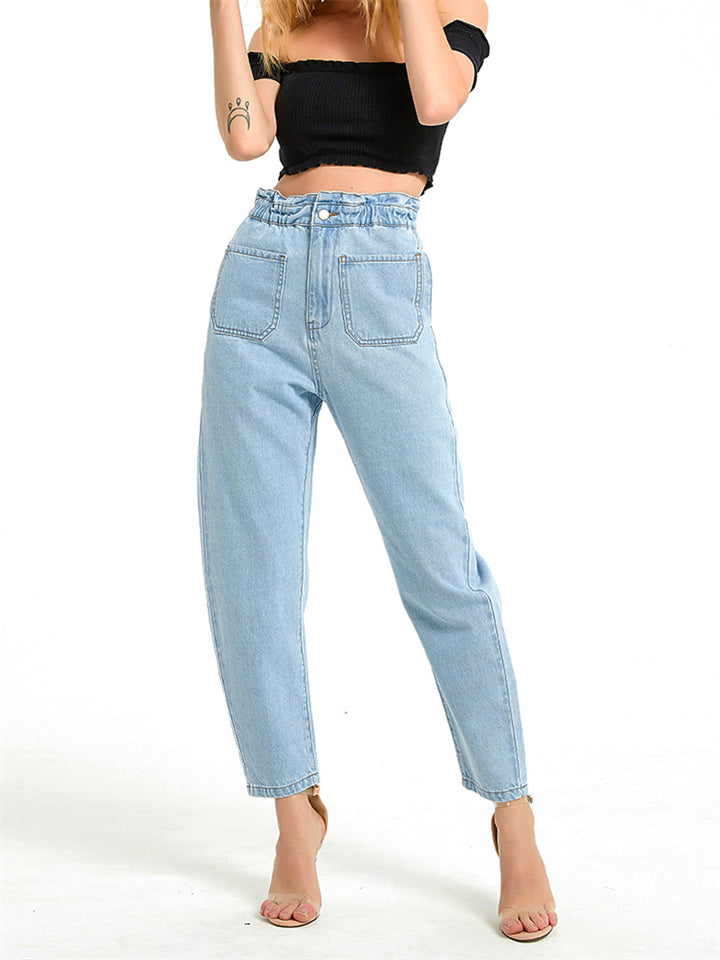 Super Cool Simple Style Harem Pants Extra Loose Women Denim Jeans for All Season