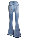 Women's Fashion 3D Embroidery Long Denim Jeans