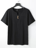 Men's V-Neck Short-Sleeved Linen Shirt
