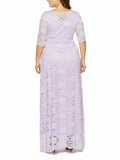 Women's Elegant Plus Size Floral Lace Maxi Pocket Dress for Evening Party