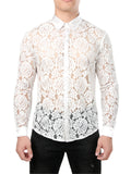 Men's See-Through Slim Fit Long Sleeve Sexy Lace Shirts