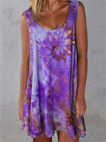 Sleeveless Floral Tie-Dye Pastel Dress