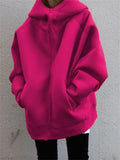 Casual Fashion Street Style Zipper Hooded Plush Hoodies For Women